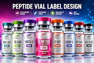 design peptide, sarms, vial label design, product label