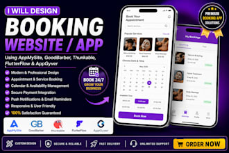 design appmysite goodbarber thunkable flutterflow appgyver booking website