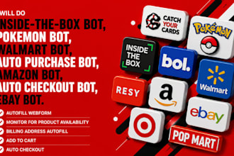 code inside the box bot pokemon bot walmart auto purchase, amazon checkout, ebay
