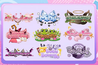 design custom vtuber logo, anime, jrpg, cute kawaii for streamer and video game