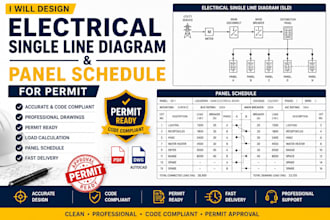 design electrical single line diagram and panel schedule for permit
