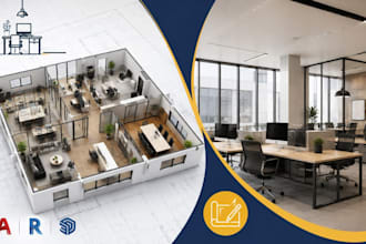 design office floor plans, workspace layouts, commercial interior cad plans