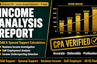 prepare income analysis and support calculation report for divorce proceedings