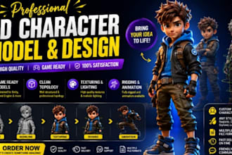 create 3d character 3d model character design and 3d modeling