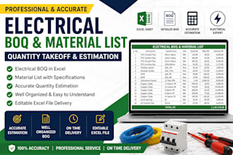 prepare electrical boq, material list and quantity takeoff in excel