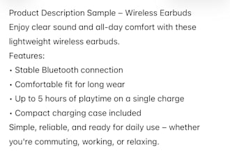 write simple product descriptions for your store