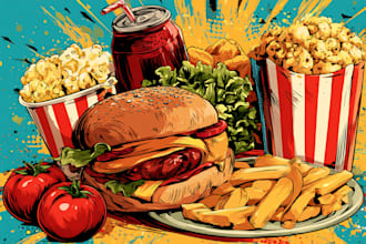 design food pop art of your food pop art illustration