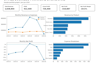 create a professional excel financial dashboard and analysis