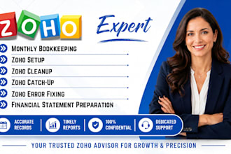 manage monthly bookkeeping setup cleanup catch up and reporting in zoho books