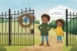 create whimsical children book illustrations and storybook art