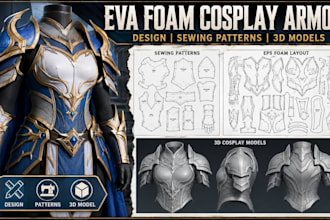 design eva foam cosplay armor, sewing patterns, and 3d cosplay models