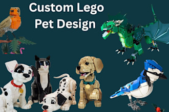 create custom lego pet moc lego cat dog 3d lego animal model with instructions