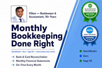 do monthly bookkeeping and bank reconciliation in quickbooks, xero and sage