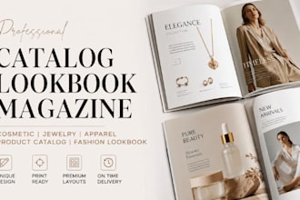 design cosmetic, jewelry apparel product catalog, fashion lookbook magazine