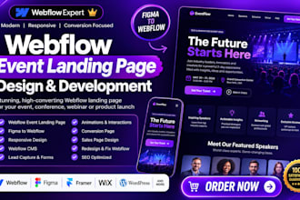 design webflow event landing page figma to webflow website