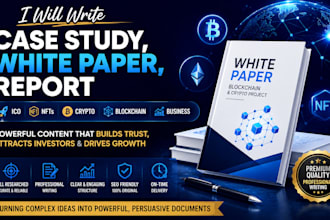 write a case study, white paper, report ico nfts crypto tech blockchain business