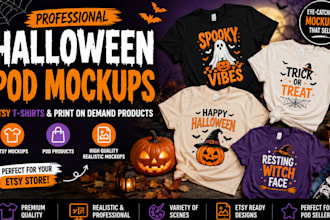 design halloween pod mockups esty products halloween t shirt mockup