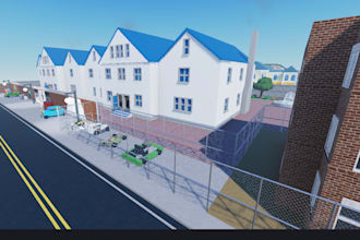 build high quality roblox city map, roblox game, low poly and 3d environment