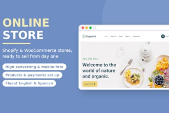 set up an online store, ready to sell on shopify or woocommerce