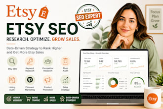do etsy SEO, keyword research, shop audit and competitor research