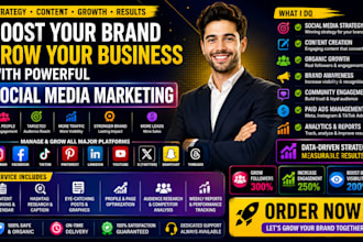 grow your social media with marketing, organic growth and brand awareness