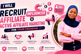 recruit influencer affiliate and active affiliate marketing for your program