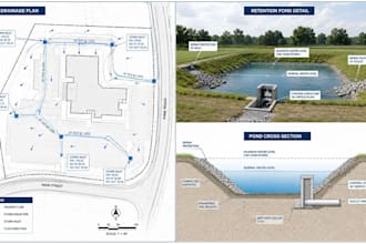 design stormwater drainage plan site drainage layout retention pond design