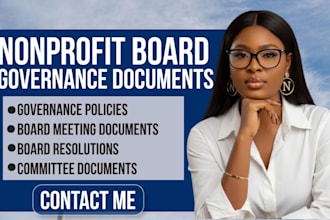 create nonprofit board governance documents for organized board operations