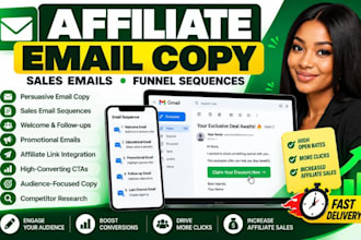 write affiliate marketing email copy sales funnel email sequence copy