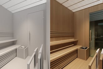 do 3d commercial luxury spa salon, skincare clinic, saunas, steam wellness space