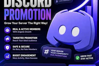 boost your discord server with organic promotion, community growth to real user