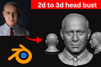 sculpt realistic 3d head bust, face likeness, portrait stl for 3d printing