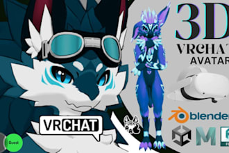 create protogen furry vrchat avatar robotic cyberpunk vrc 3d character