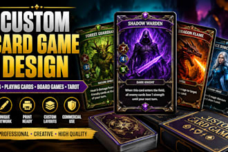 design custom card game, playing cards, board game and tcg cards