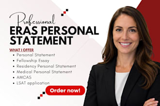 edit residency personal statement, eras application, lor, and medical CV