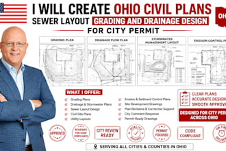 create ohio civil plans sewer layout grading and drainage design for city permit