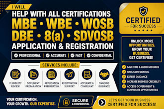 assist with mbe wbe wosb dbe 8a sdvosb certification application