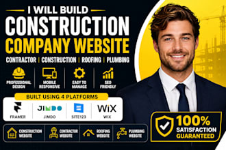 design framer jimdo wix contractor construction company roofing plumbing website