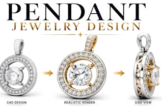 design custom pendant jewelry in 3d cad for printing and manufacturing
