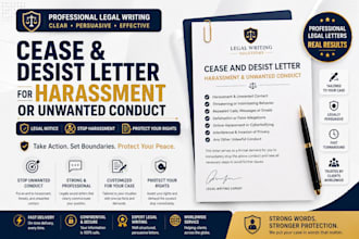 draft a cease and desist letter for harassment or unwanted conduct