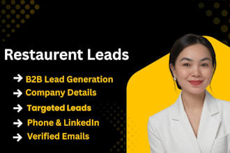 provide verified restaurant b2b lead with phone and email