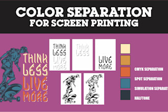do color separation for screen printing , halftone for dtg dtf tshirt printing