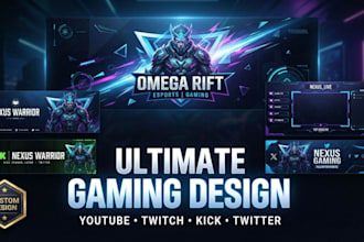 design an ultimate game banner for youtube twitch twitter