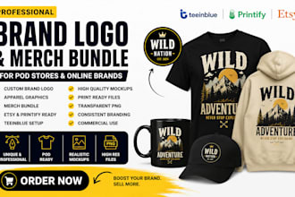 design band logo merch bundle pod teeinblue etsy printify kittl apparel mockup