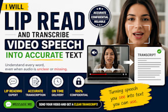 professionlly lip read and transcribe unclear and silent videos