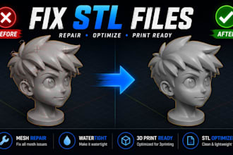 fix and repair stl file, edit custom stl file modification for 3d printing