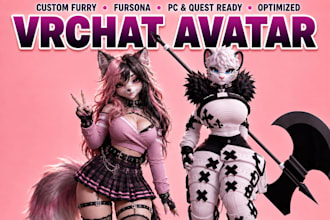 make vrchat furry avater fursona humanoid fursuit with pc quest polygon avatar