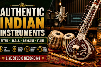 record authentic sitar, tabla, bansuri and indian, flute for your song