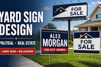 design political campaign yard sign, real estate sign, lawn sign and billboard