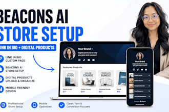 set up beacons ai store, link in bio and digital products